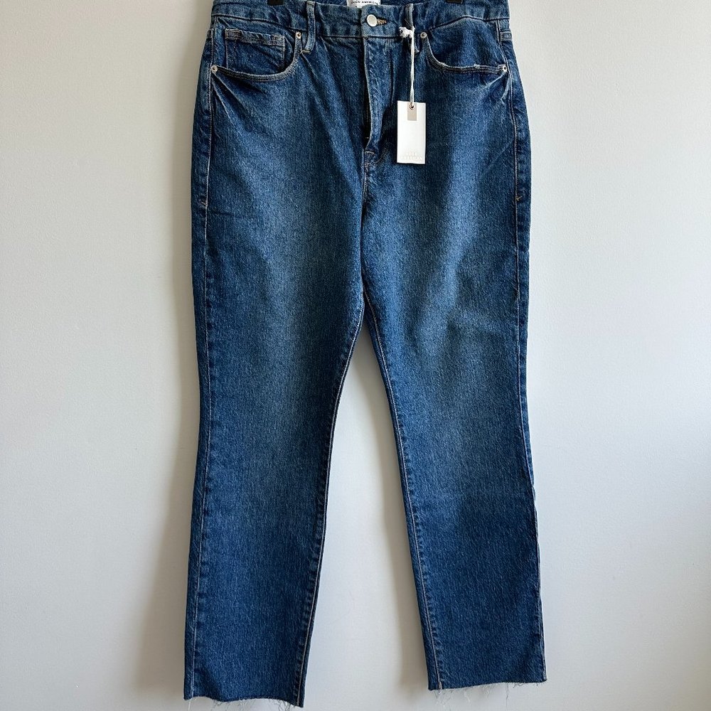 NWT Good American Good Classic Womens Jeans Size 32 Stretch Medium Wash Denim